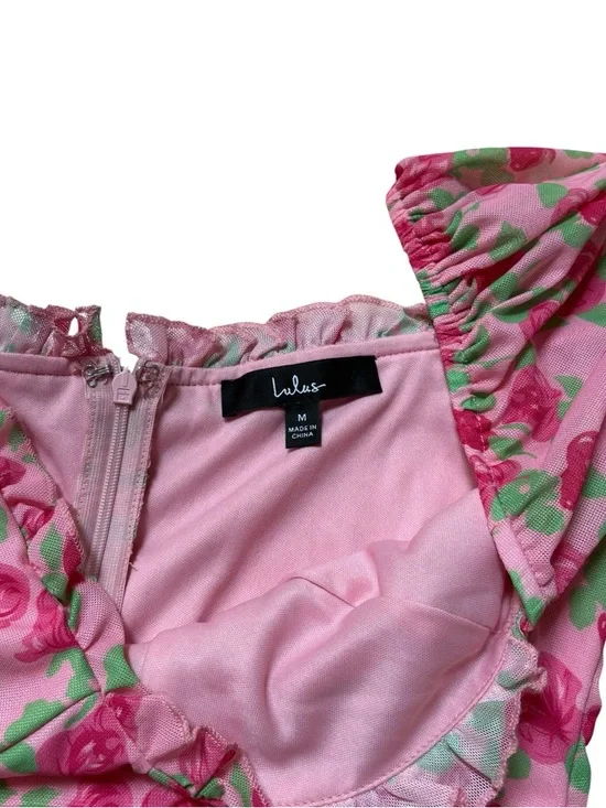 Lulus Pink Bodysuit Floral Size Medium - Picture 4 of 5